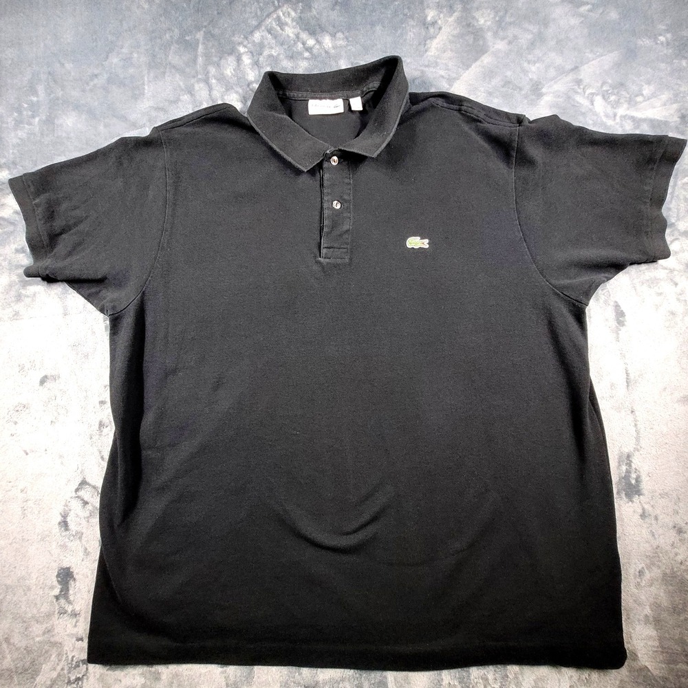 VTG Lacoste‎ Shirt Men's 4XL Short Sleeve Polo Black Embroidered Logo Y2K